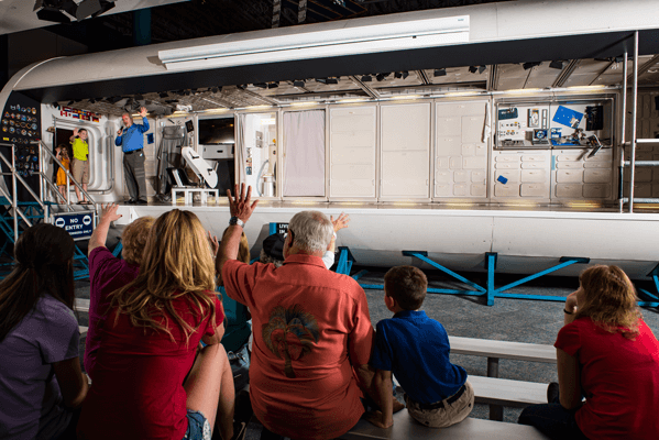 Ever wonder how astronauts live and work in microgravity? Discover the answers in the interactive presentation Living in Space. Photo courtesy of Space Center Houston.